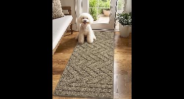 Boraboi® Wasbare Antislip Deurmat voor Binnen en Buiten - Lang, Waterabsorberend, Vuilafstotend, Licht Taupe, 60 x 150 cm