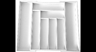 Kinghoff KH1748 Bamboe Lade-Organizer – Uitschuifbaar (31,5-52 cm), 8 Vakken, Wit - Besteklade Organizer - Bestek Organizer