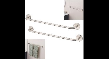 Auralum max 2PCS Handdoekrek chroom - Handdoekrek badkamer - Wandmontage Handdoekhouder - Zonder Boren / Zelfklevend - Handdoekstang