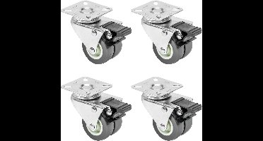 wielen - Set van 4 - zware - Laadvermogen 400 kg - Wielbreedte 2 Inch - 11,5 x 6 x 7,5 centimeter - grijs