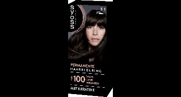SYOSS Permanent Coloration 3-1 - Haarverf - Permanente Haarkleuring - Donkerbruin – Grijsdekking – Vermindert Haarbreuk - 1 Stuk