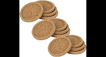 Cosy & Trendy Glazenonderzetters - 12x stuks - bruin - kurk - 10 cm