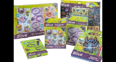 Disney Stitch Mega Knutselpakket voor Kinderen – Totum Creatieve Set – Diamond Painting, Gips Gieten, Armbandjes Maken, Sticker Set en Designer Doeboek – 6-in-1 Knutseldoos
