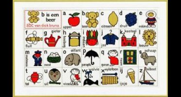 Pako Borduurpakket - telpatroon - ABC Dick Bruna - 219.252 - voorgesorteerd garen - Jobelan - 88 x 55 cm - DIY kit