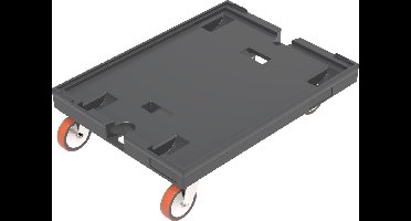 WALTHER 8620 V1 wagen, polypropyleen, zwart, laadvlak L 800 x B 600 mm, 2 zwenk- & 2 bokwielen, tot 500 kg