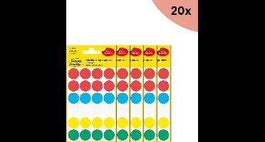 20x Avery etiket Zweckform 18mm rond blister a 96 etiketjes assorti