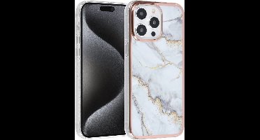 TPU Back Cover hoesje - Marble Wit - Geschikt voor: iPhone 15 Pro