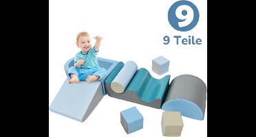 Peuter Grote Zachte Bouwstenen Set-6 Stuk Set Kleurrijke Zachte Schuim Speeltijd Bouwstenen voor Baby's en Kinderen-Trappen en Glijbanen Voorschoolse Speelgoed voor Klimmen/Glijden en Kruipen-Stijl B