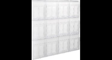 Wandpresentatiebak met 12 staande A4-vakken, kristalhelder