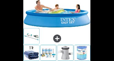 Intex Rond Opblaasbaar Easy Set Zwembad - 305 x 61 cm - Blauw - Inclusief Solarzeil - Onderhoudspakket - Zwembadfilterpomp - Filter - Stofzuiger