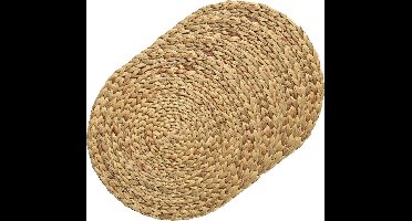 Kaemingk Placemats - 4x - gevlochten - 35 cm - rond - naturel - bohemian style