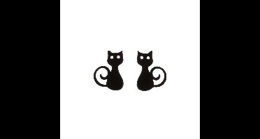 Gading® dames RVS oorknoppen met kat-7mm-10mm-zwart