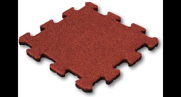 Rubber tegel 50 mm - 50 x 50 cm - Rood - Puzzelsysteem - Middenstuk