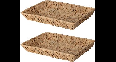 H&S Collection Broodmand - 2x - gevlochten riet - naturel - 38 x 28 x 6 cm