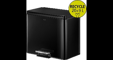 EKO - Essential 2 Recycler pedaalemmer 20+9 liter - Steel Polypropylene - zwart - Prullenbak