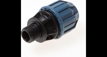 Jason Aansluitstuk PP 63 mm x 2 1/2" knel x buitendraad 16bar zwart/blauw DVGW/KIWA/WRAS/SVGW