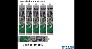 A20 Bouwmaterialen Combideal 6 x Zwaluw Den Braven High Tack lijmkit - 290 ml koker - wit Montage Kit - Den Braven