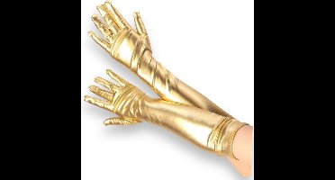 Betoverende Lange Handschoenen - Omhul je Look met Gouden Wettlook Pracht