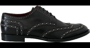 Leather Wingtip Oxfords Studded Model - Black Loafers