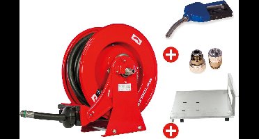 Haspel AdBlue 10 m Ø 3/4 20 bar Gepoederlakt staal met vulpistool en montageplaat MW Tools SHAD3410 SET2