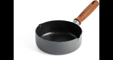 GreenPan Mayflower Pro keramische steelpan 16 cm - inductie steelpan - inductie pan - PFAS-vrij - grijs - houten handvat