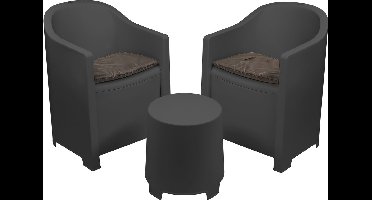 Niceey Tuinset - Luna - 3 Delig - Antraciet / Zwart