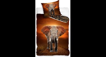 Carbotex Dekbedovertrek Elephant 140 X 200/90 Cm Katoen Bruin