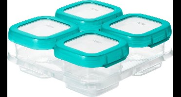 OXO tot Babyvoeding diepvriesbakjes - Babyvoeding bewaarbakjes met deksel -4x120 ml- Teal