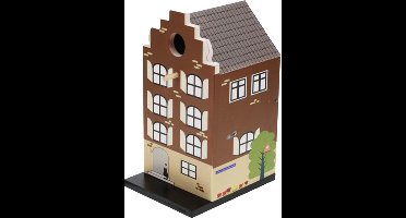 Pro Garden Vogelhuisje - grachtenpand design - hout - donkerbruin - 15 x 12 x 23 cm- nestkastje