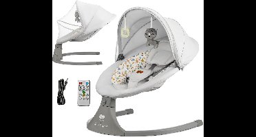 Kinderkraft LUMI 2 Schommelstoel & Wipstoel – Elektrisch 2-in-1 – 5 Snelheden, 12 Melodieën, Timer – Inclusief Speelgoed & Klamboe – Lichtgewicht – Lichtgrijs