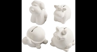 Creativ Company Terracotta Spaarpotten Dieren 10 cm 4 stuks