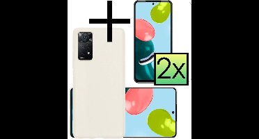 Hoesje - Met 2x Screenprotector - Geschikt voor Xiaomi Redmi Note 11s - Sterk & Shockproof - Back Cover - Siliconen Case - Telefoon Hoes - Wit