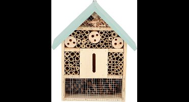 Esschert design insectenhotel - hout - mintgroen/naturel - 24.5x10.5x29cm - bijenhotel/Insectenhuis