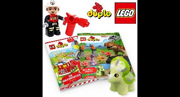 LEGO Duplo voordeelbundel - 2 doeboeken + 2 poppetjes van brandweer & dino - Vakantieboeken voor kinderen 2 jaar / 3 jaar / 4 jaar / 5 jaar - Jongens en meisjes