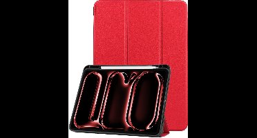 Hoes - Geschikt voor Apple iPad Pro (2024/2025) - 11 inch - Dun & Stevig - Trifold Bookcase - Hard Cover Case - Met Uitsparing Geschikt voor Apple Pencil - Hardcover Book - Tablet Hoesje - Rood