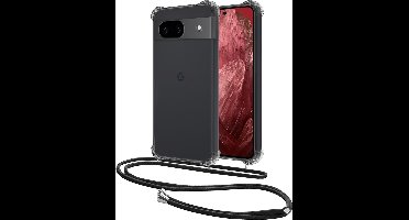 Hoesje - Geschikt voor Google Pixel 8a - Met Koord - Shock Proof - Siliconen Case - Back Cover - Telefoonkoord - Telefoon Hoes Shockproof - Telefoonketting - Transparant