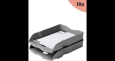 10x Brievenbak HAN Re-LOOP A4/C4 stapel- en nestbaar - grijs 100% gerecycled materiaal