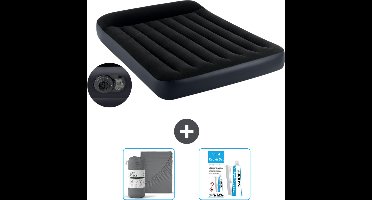 Intex Luchtbed - Twijfelaar - 137 x 191 x 25 cm - Blauw - Inclusief pomp - Hoeslaken en Reparatieset