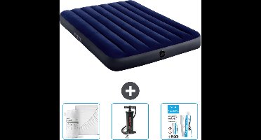 Intex Luchtbed - Twijfelaar - 137 x 191 x 25 cm - Blauw - Inclusief Hoeslaken - Pomp en Reparatieset