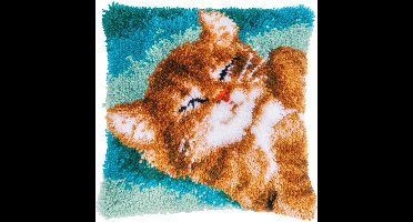 Vervaco - Knoopkussen kit - Spinnende kat - PN-0189644 - Borduren - Borduurpakket - Borduurpakket volwassenen - Borduurpakket kind