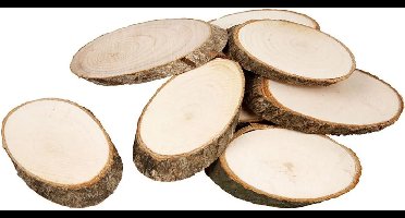 Creativ Decoratie boomschijven met bast - 40x - 7 x 4 cm - boomschijfjes DIY - hout