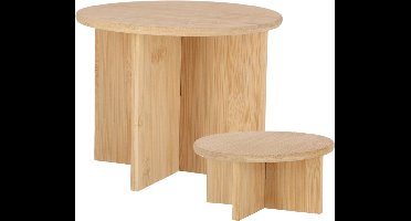 Esschert Design plantenpot verhogen tafeltjes set 2x stuks - van bamboe - D25 x H19/D18 x H8 cm