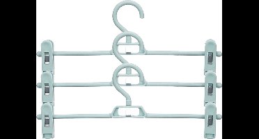 Kipit - broeken/rokken kledinghangers - set 16x stuks - blauw - 32 cm - Kledingkast hangers/kleerhangers/broekhangers