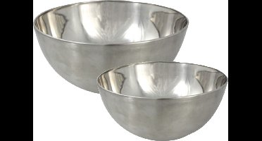 Svenska Living Voedsel serveer schalen set - 4x stuks - metallic zilver - RVS - Dia 19/23 cm - keuken