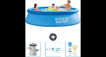 Intex Rond Opblaasbaar Easy Set Zwembad - 305 x 76 cm - Blauw - Inclusief Zwembadfilterpomp - Schoonmaakset - Testrips