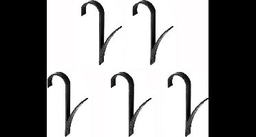 Y-haak voor badkamer - zwart aluminium - 5 st