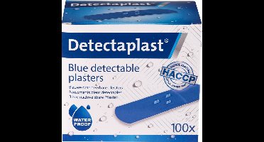 Detectaplast blauwe wondpleisters waterproof - metaaldetecteerbare, waterdichte en vuilwerende pleisters sensitive, voor de voedingsindustrie, catering en grootkeuken, 25 x 72 mm, 100 stuks