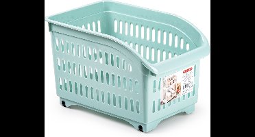 Plasticforte opberg Trolley Container - mintgroen - op wieltjes - L30 x B18 x H19 cm - kunststof - opslag box/bak - 10 liter