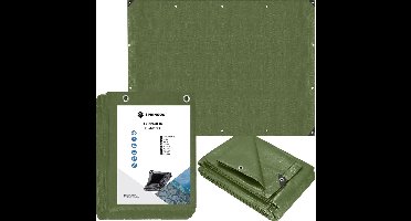 Springos Afdekzeil | Dekzeil | Zeildoek | Waterdicht | PVC | 6 x 8 m | 120 g/m2 | Groen