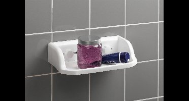 Zeepbakje kunststof met 2 zuignappen wit